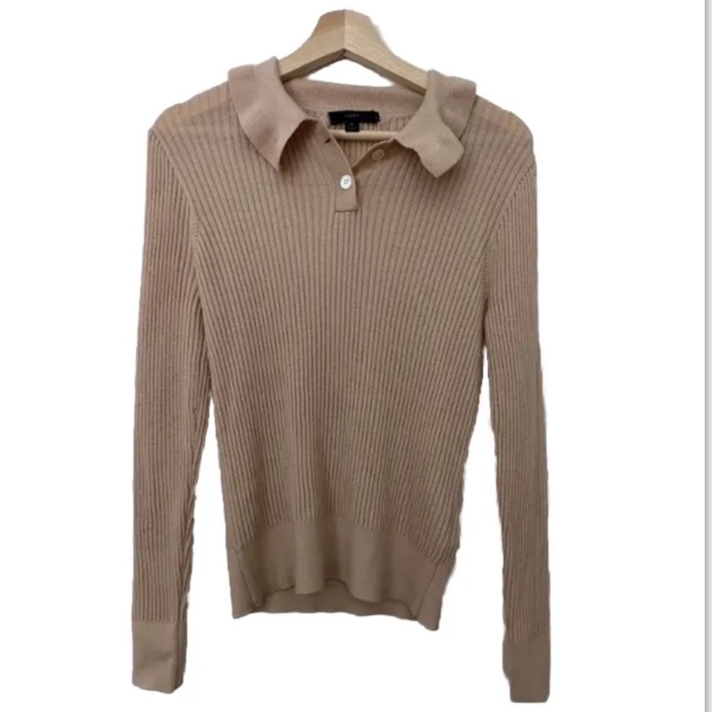 J. Crew Merino wool ribbed beige tan sweater